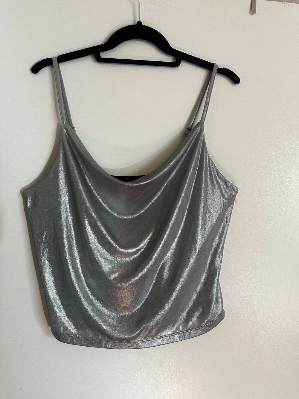 Forever 21 Metallic Silver Cowl Neck Camisole